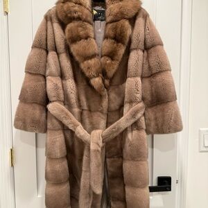 Luxurious Brown mink real fur sable collar
